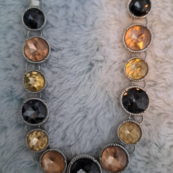 Simply Vera Round Rhinestone Pendant Silver Tone Necklace - Picture 2 of 3